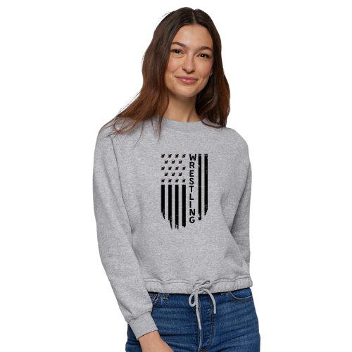 Women's Lat Relaxed Tie Crew Sweatshirt - GREY (BHS Wrestling 3)