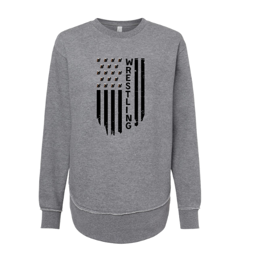 Women's Lat Fleece Weekend Crewneck - GRANITE GREY (BHS Wrestling 3)