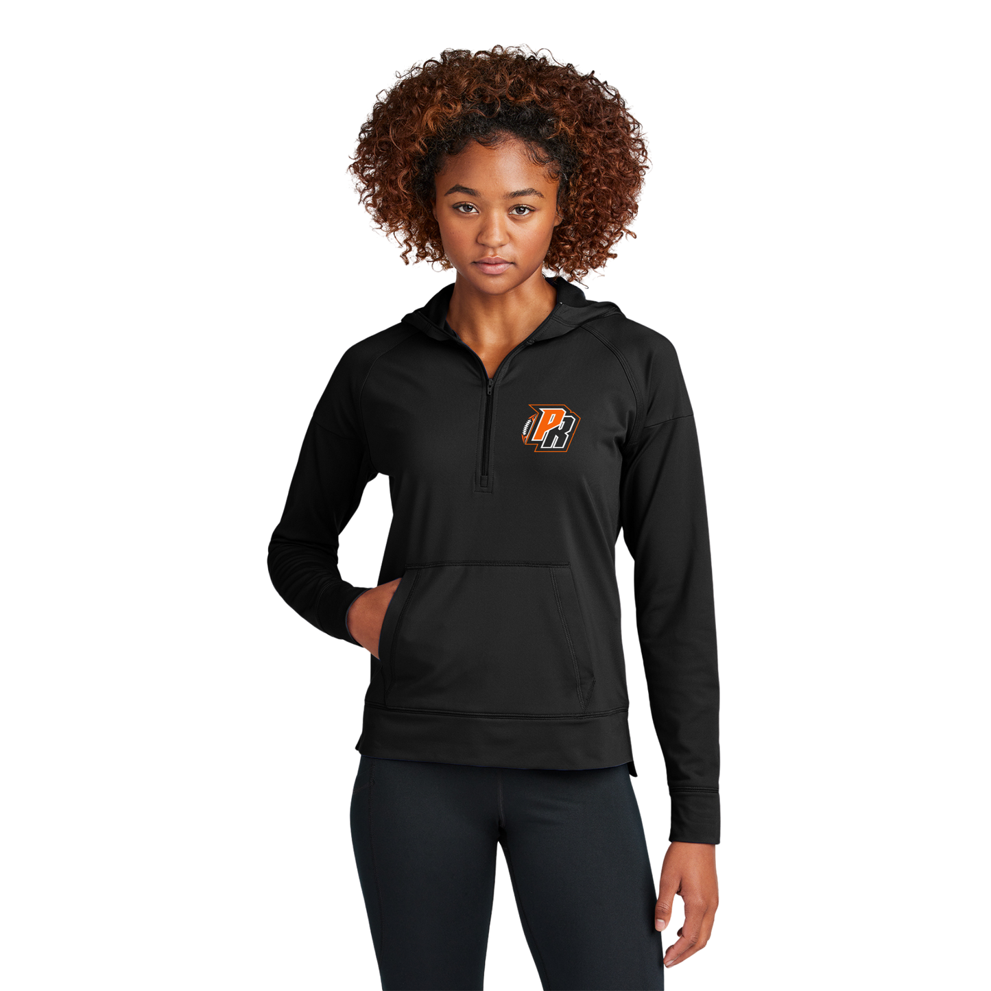 LST856 Sport-Tek® Women's Sport-Wick® Stretch 1/2-Zip Hoodie - BLACK PR 5