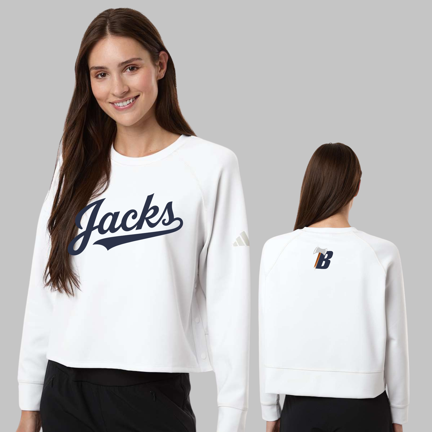 ADIDAS Women's Beyond Side-Snap Crewneck Sweatshirt - A1014 - WHITE (BF 5)