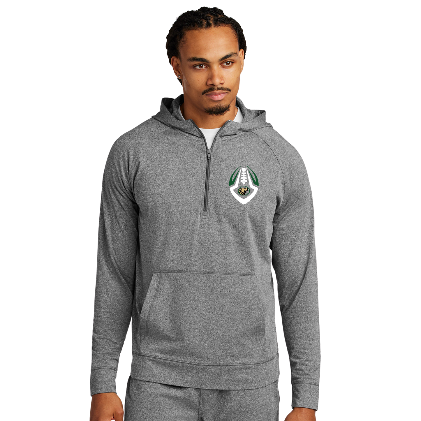 ST856 Sport-Tek® Sport-Wick® Stretch 1/2-Zip Hoodie - CHARCOAL GREY HEATHER 4B