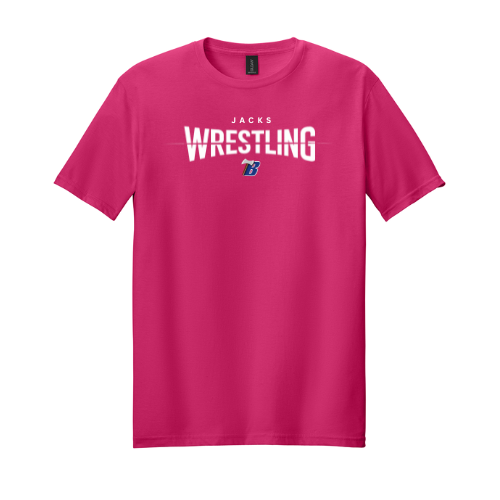 Youth Gildan Heavy Cotton T-Shirt - PINK (BHS Wrestling 1)