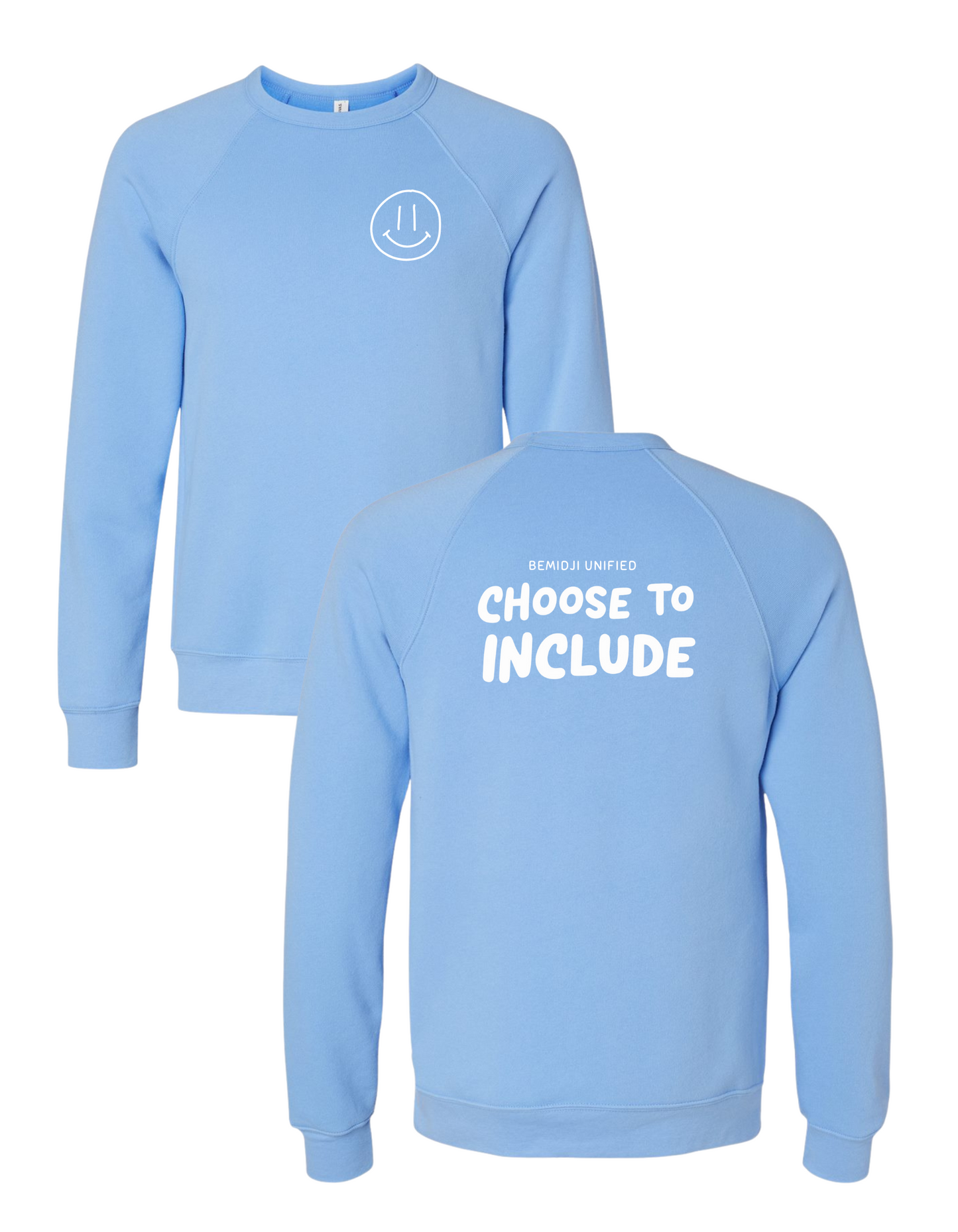 Adult Unisex Bella Canvas Sponge Fleece Crewneck Sweatshirt - Choose to Include -  California Blue (Bemidji Unified)