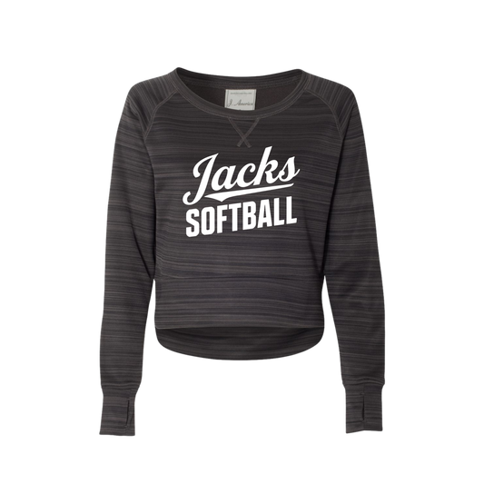 J. America Women's Striped Performance Fleece Crewneck - (SB)