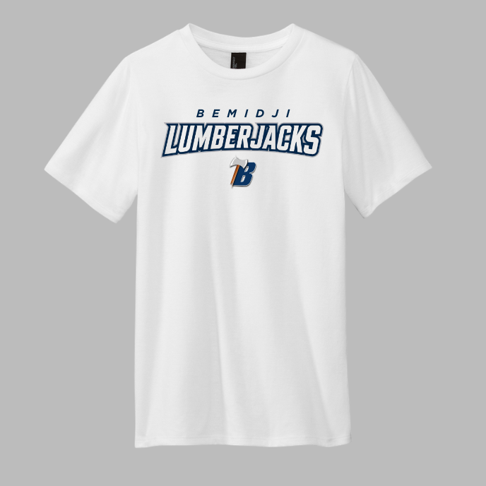**CLEARANCE ITEM** DM130 District® Perfect Tri® Tee - WHITE (BEMIDJI LUMBERJACKS 6)
