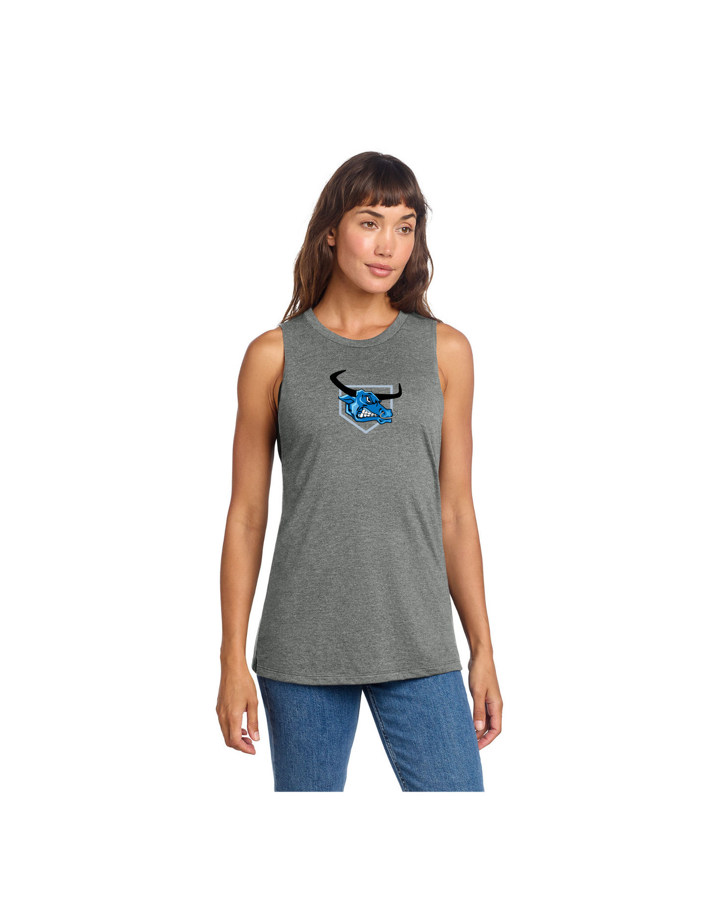 District® Women’s Perfect Tri® Muscle Tank (HEATHER CHARCOAL) - BLUE OX 1