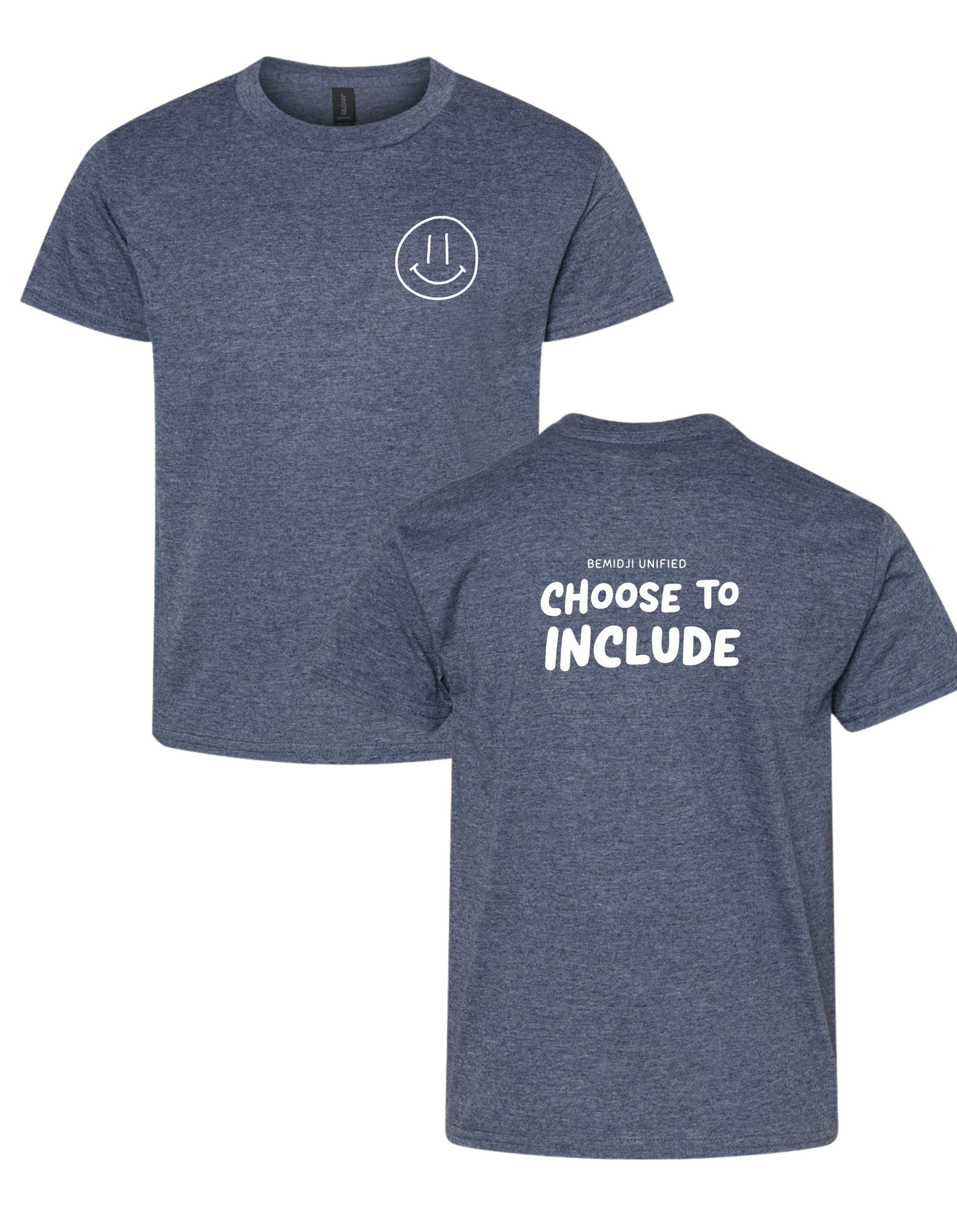 Youth Gildan Softstyle T-Shirt - Choose to Include -Heather Navy (Bemidji Unified)