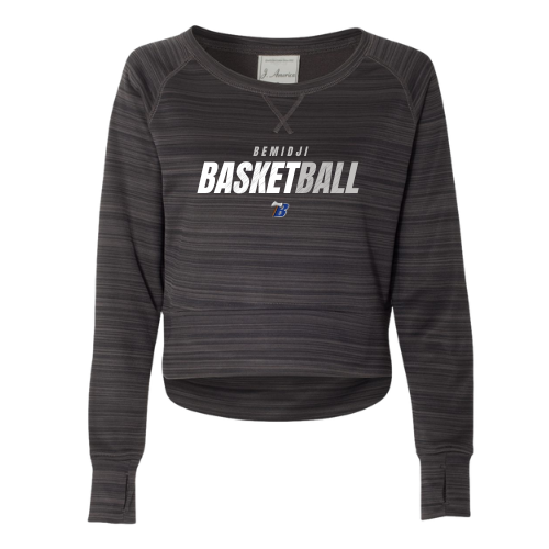 Women's Striped Performance Fleece Hi-Low Crewneck Sweatshirt - GRANITE (BHS Basketball)