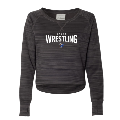 Women's Striped Performance Fleece Hi-Low Crewneck Sweatshirt - GRANITE (BHS Wrestling 1)