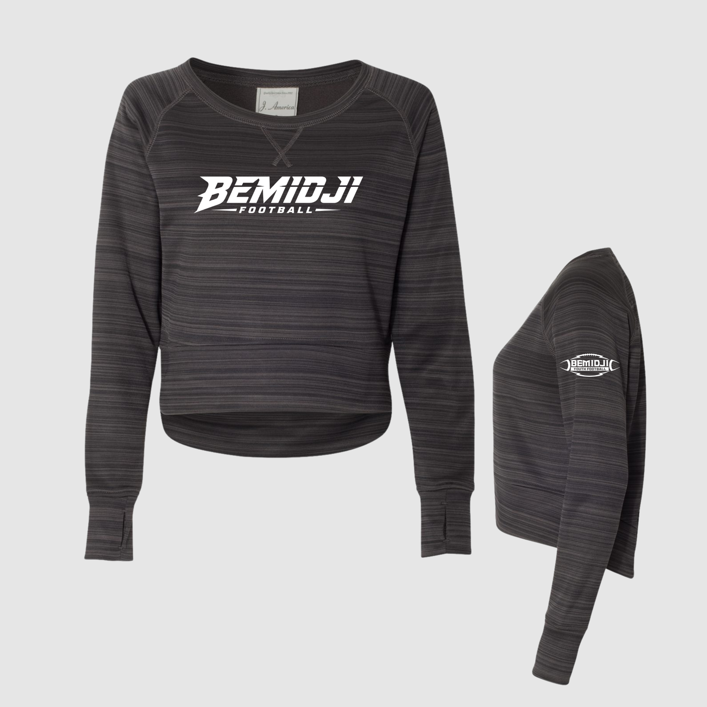 J. America Women's Striped Performance Fleece Crewneck - BYF2026