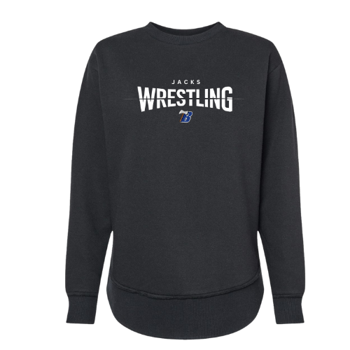 Women's Lat Fleece Weekend Crewneck - BLACK (BHS Wrestling 1)