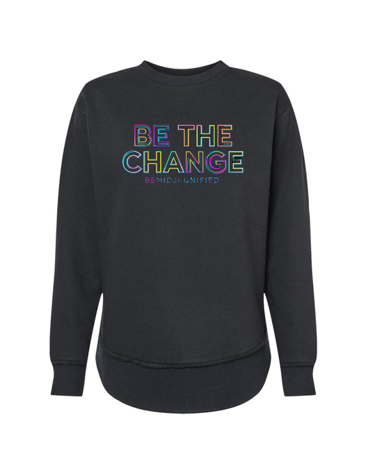 Women's Lat Fleece Weekend Crewneck - BLACK (Bemidji Unified)