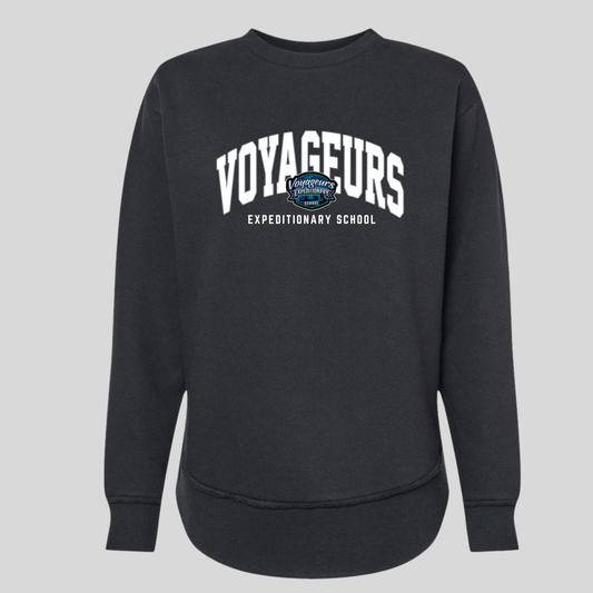 Women's Lat Fleece Weekend Crewneck  - BLACK (VOY 1)