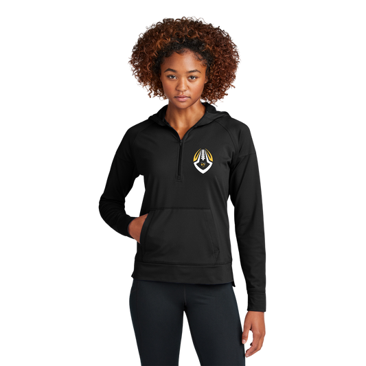 LST856 Sport-Tek® Women's Sport-Wick® Stretch 1/2-Zip Hoodie - BLACK P1