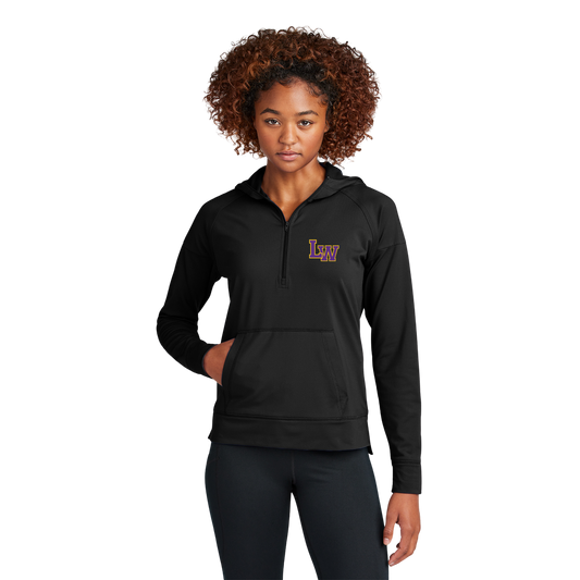 LST856 Sport-Tek® Women's Sport-Wick® Stretch 1/2-Zip Hoodie - BLACK L3
