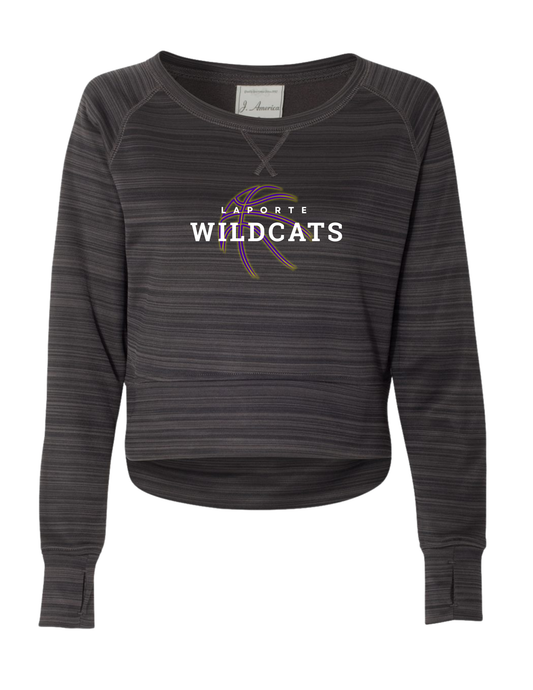 Women's Striped Performance Fleece Hi-Low Crewneck Sweatshirt - GRANITE (Laporte BB)