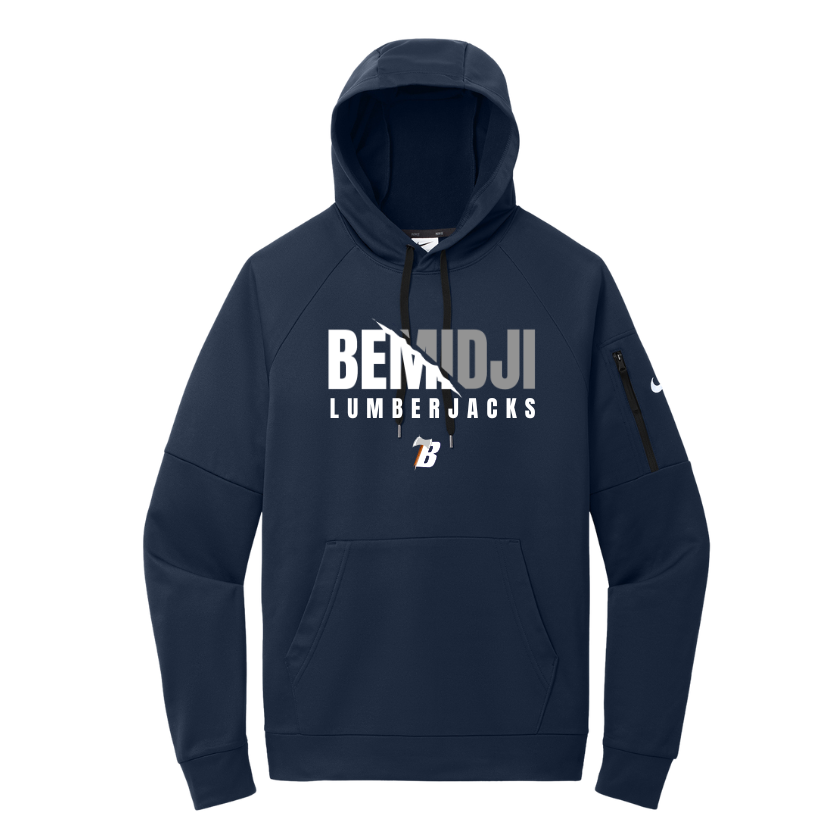 Nike Therma-FIT Pocket Pullover Fleece Hoodie- NAVY (BEMIDJI LUMBERJACKS 12)
