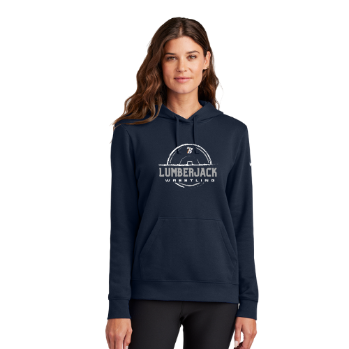 Nike Women's Club Fleece Sleeve Swoosh Pullover Hoodie - NAVY (BHS Wrestling 2)