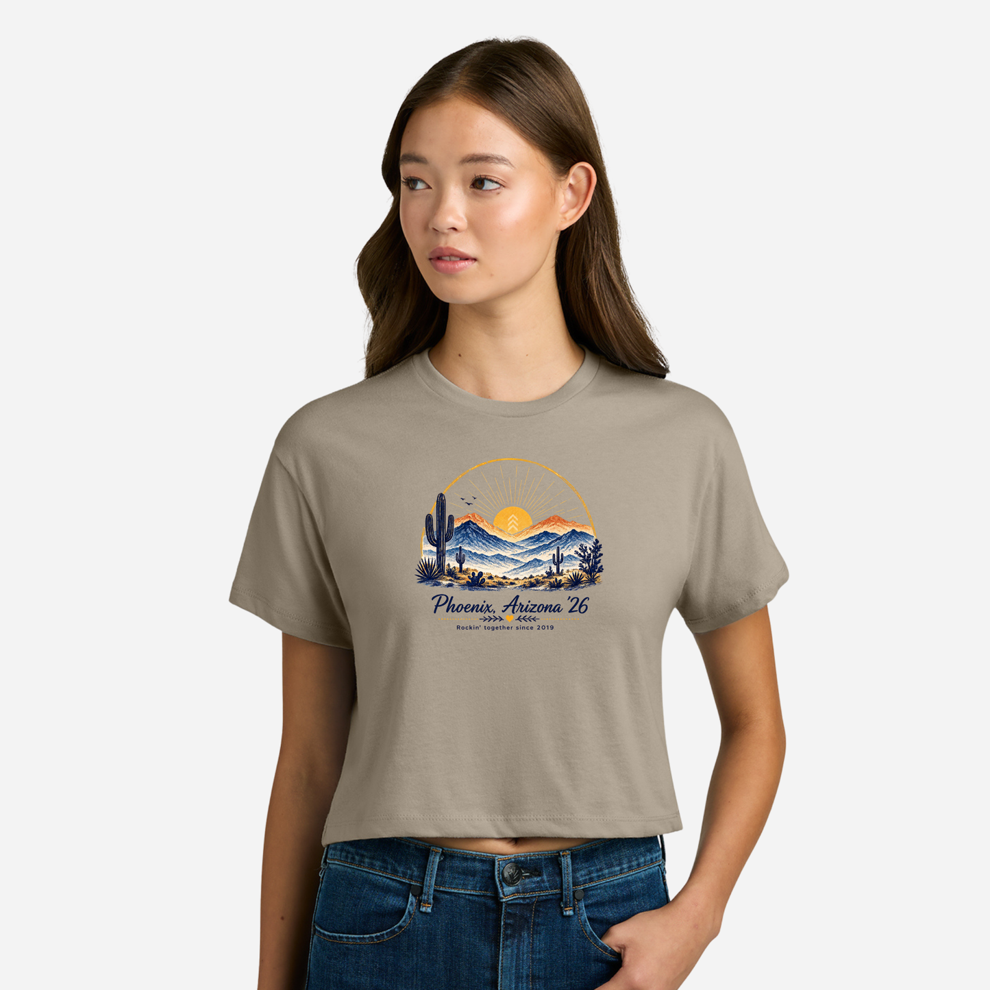Next Level Apparel® Women’s Ideal Crop Top - NL1580 - TAN (ROCKINMOM)