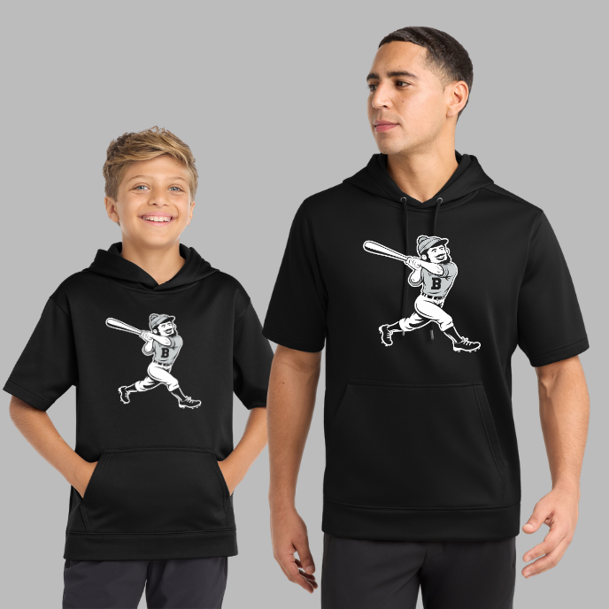 **CLEARANCE ITEMS** ST251/YST251 Sport-Tek® Sport-Wick® Fleece Short Sleeve Hooded Pullover - BLACK (BEMIDJI LUMBERJACKS 18)