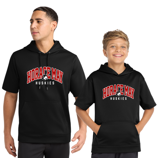 ST251/YST251 Sport-Tek® Sport-Wick® Fleece Short Sleeve Hooded Pullover - BLACK (HM 1)