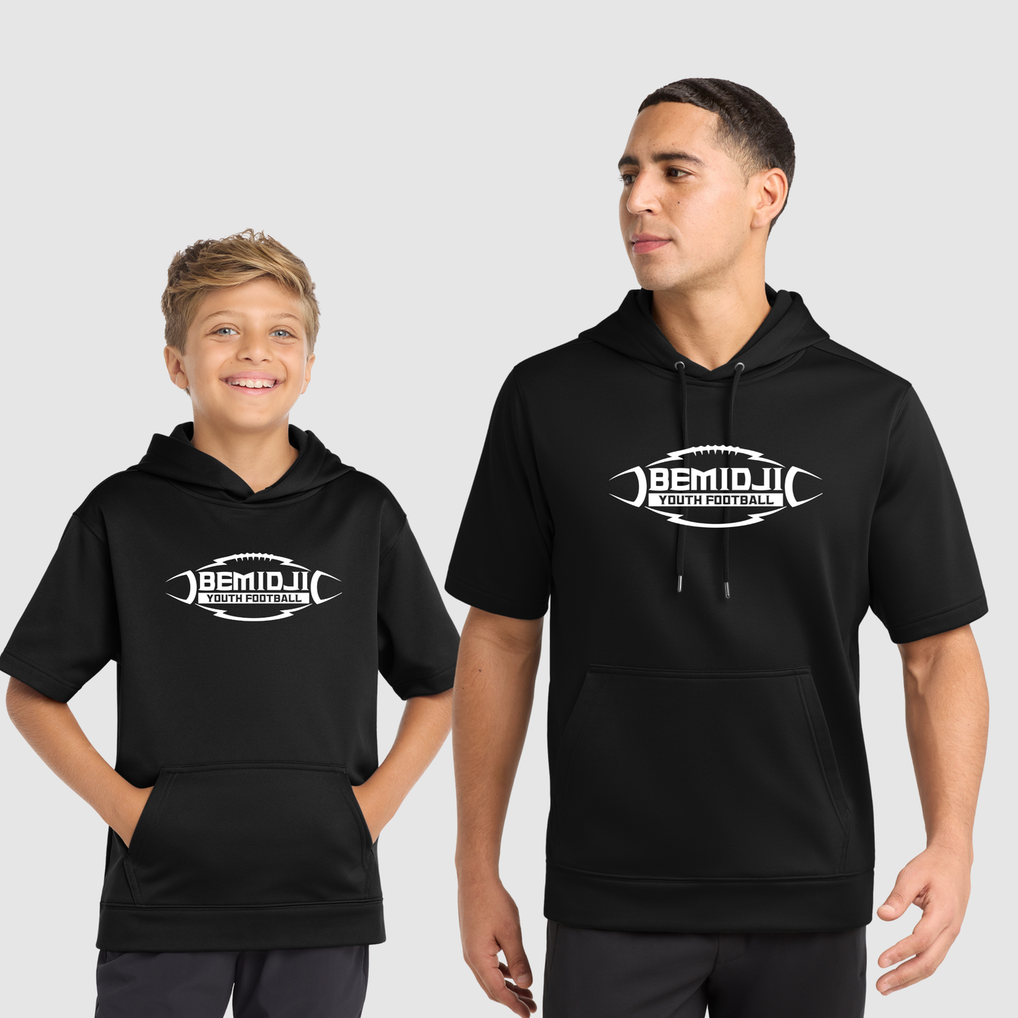 Sport-Tek® Sport-Wick® Fleece Short Sleeve Hooded Pullover (BLACK) BYF2026