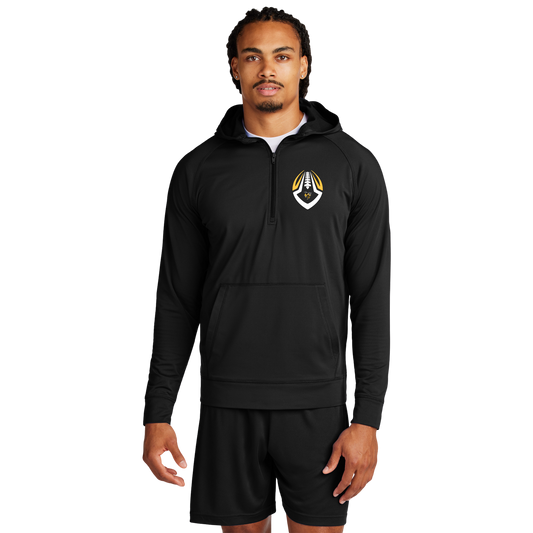 ST856  Sport-Tek® Sport-Wick® Stretch 1/2-Zip Hoodie - BLACK P1