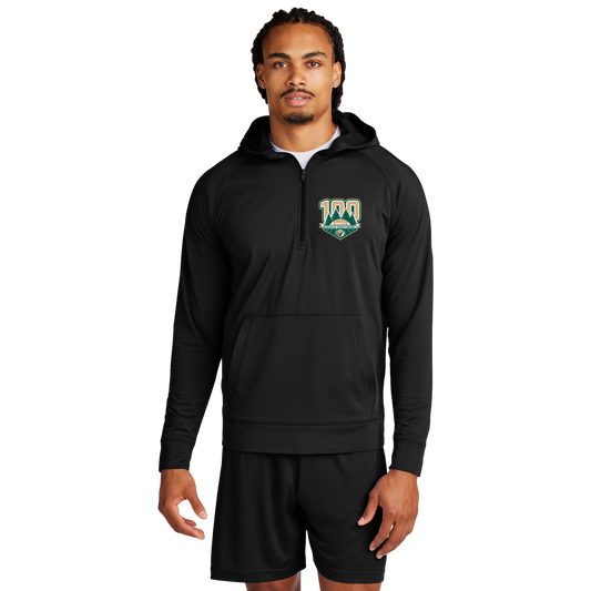 ST856  Sport-Tek® Sport-Wick® Stretch 1/2-Zip Hoodie - BLACK ((BSU CENTURY 1b)