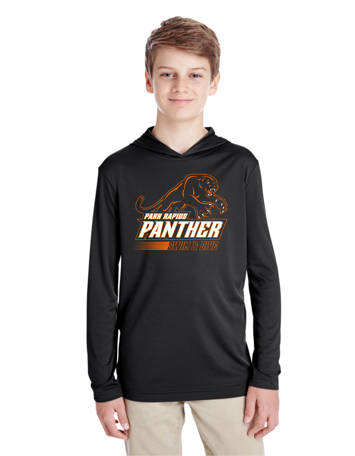 Youth Light Weight Hooded Long Sleeve Black (PR Swim)