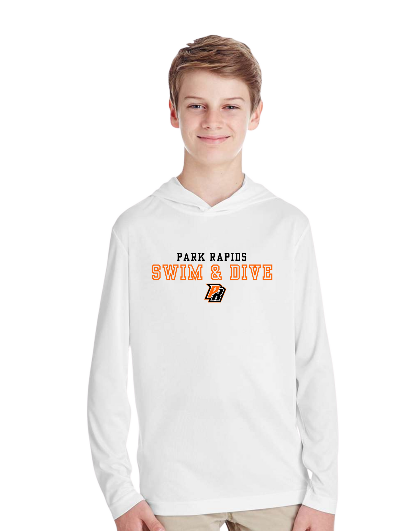 Youth Light Weight Hooded Long Sleeve White (PR Swim)