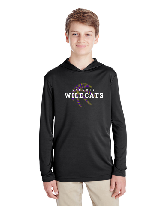 Youth Light Weight Hooded Long Sleeve - BLACK (Laporte BB)