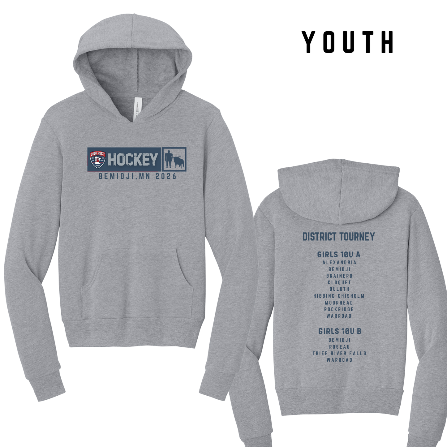 YOUTH Bella Canvas Sweatshirt - Athletic Grey (Girl's U10 A & B Districts)