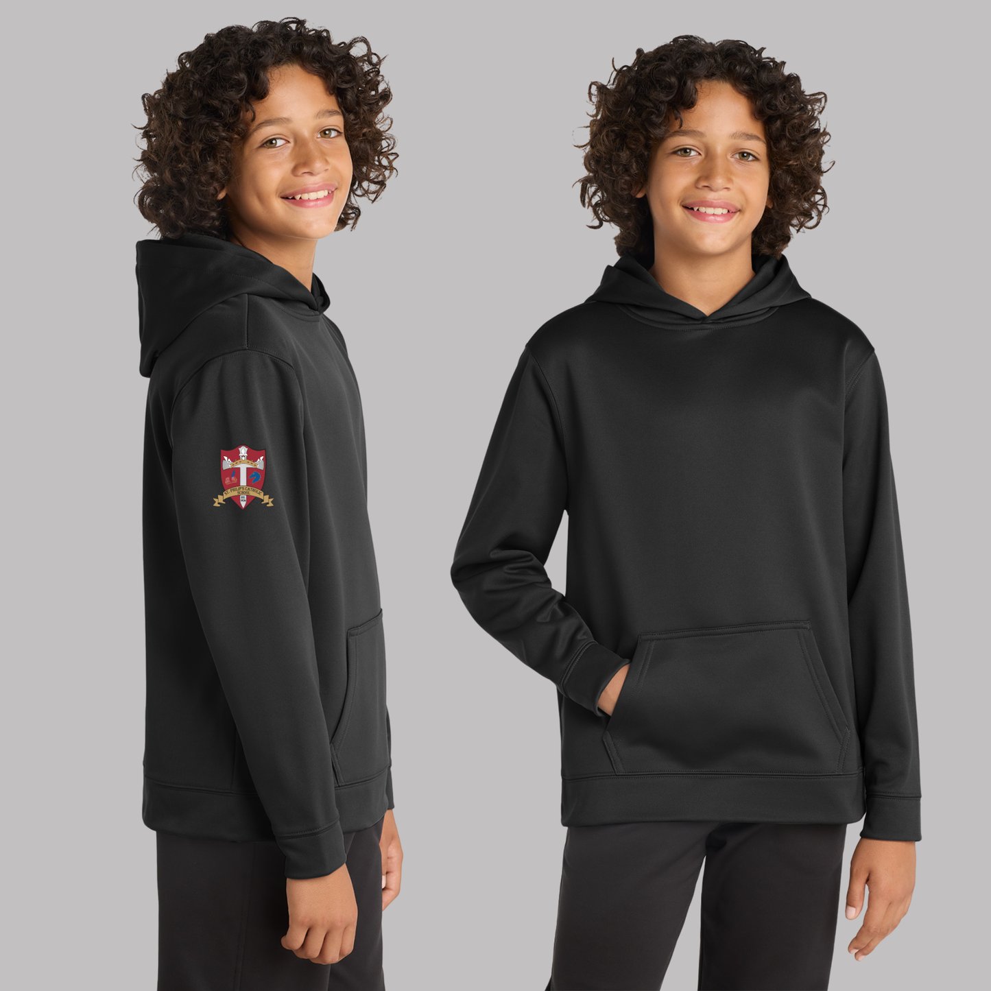 Sport-Tek® Youth Sport-Wick® Fleece Hooded Pullover - YST244 - BLACK (S.P)