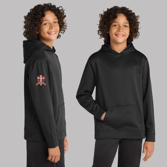 Sport-Tek® Youth Sport-Wick® Fleece Hooded Pullover - YST244 - BLACK (S.P)